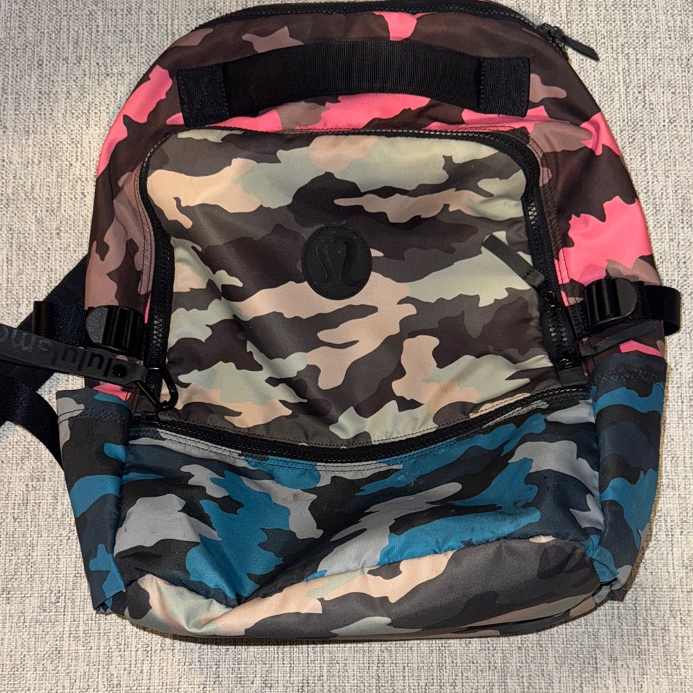 lululemon athletica Pink, Blue, and Brown Camo Backpack